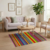 Striped Multi-color and Patterns Vibrant Multi-Color Striped Area Rug