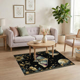 Moonlit Luna Moth Celestial Floral Rug