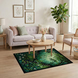 Lush Forest Daisy Path Green Area Rug