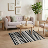 Distressed Vintage Black and White Distressed Black White Striped Area Rug