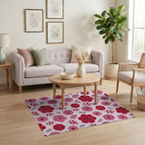 Blush Pink Rose Floral Area Rug