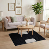 Bold Black White Curved Geometric Area Rug
