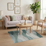 Blue and Teal Abstract Area Teal Wave Abstract Area Rug
