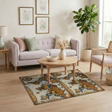 Vintage World Map Area Rug with Rainbow