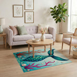 Shimmering Teal Mermaid Tail Area Rug