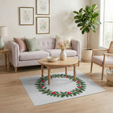 Multi-color and Patterns Festive Holly Wreath Area Rug