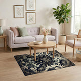 Ornate Chrysanthemum Floral Area Rug