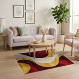 Abstract Area Multi-color and Patterns Abstract Wavy Multi-Color Area Rug