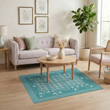 Blue and Teal Teal Starfish Coastal Area Rug