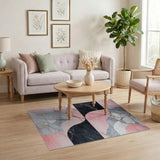 Pink Marble Geometric Abstract Area Rug