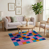 Vibrant Multi-Color Geometric Block Geometric Modern Area Rug