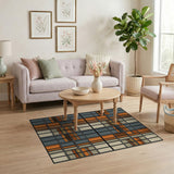 Geometric Modern Bold Orange Grid Geometric Area Rug