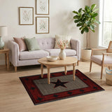 Southwestern Black Star Area Rug Red Border Gray