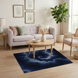 Navy Blue Spiral Contour Abstract Area Rug