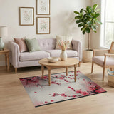 Pink Cherry Blossom Watercolor Area Rug
