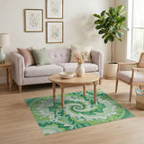 Green Hypnotic Green Spiral Area Rug