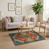 Terracotta Teal Southwestern Area Rug