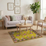 Yellow Vibrant Yellow Peony Floral Area Rug