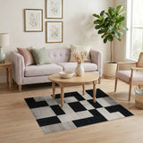 Black and White Geometric Modern Black White Geometric Area Rug