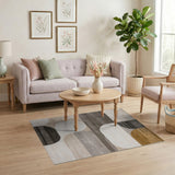 Modern Geometric Abstract Area Rug in Neutral Tones