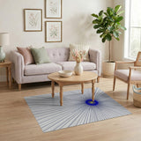 Radiant Navy Blue Sunburst Geometric Area Rug