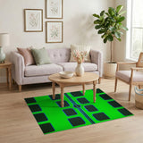 Vibrant Green Geometric Grid Area Rug