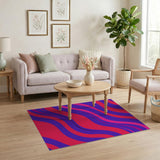 Vibrant Red Purple Wavy Stripe Area Rug