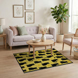 Playful Black Cats on Sunny Yellow Area Rug