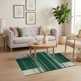 Bold Green and Cream Striped Area Rug