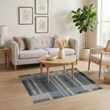 Grey Modern Grey Blue Geometric Block Area Rug
