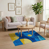 Geometric Modern Blue Teal Geometric Abstract Area Rug