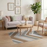 Neutral Chevron Grey Beige Area Rug