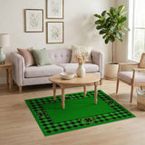 Emerald Gingham Shamrock Border Area Rug