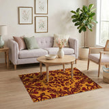 Vibrant Orange Red Floral Persian Area Rug