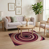 Pink Layered Concentric Circles Geometric Rug