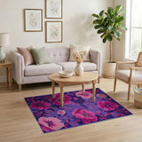 Floral Vintage Purple Anemone Floral Area Rug