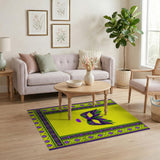 Purple Feather Masquerade Mask Yellow Area Rug