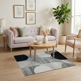 Geometric Modern Black and White Bold Black White Geometric Abstract Area Rug