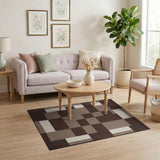 Brown and Tan Geometric Modern Modern Geometric Brown Tan Area Rug