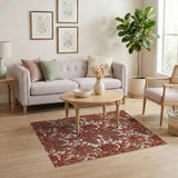 Ornate Orange Vine Leaf Floral Rug