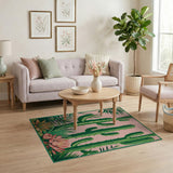 Vibrant Pink Cactus Garden Area Rug