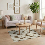 Brown Deer Silhouette Fern Pattern Area Rug