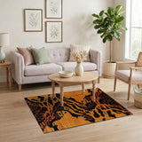 Burnt Orange Black Abstract Animal Area Rug