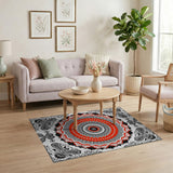 Red Red Mandala Persian Area Rug