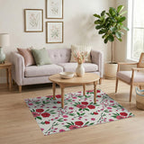 Pink Roses Floral Vintage Area Rug