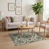 Cream Olive Intricate Persian Mandala Rug