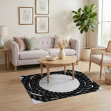 Twisted Black Rope Coil Area Rug