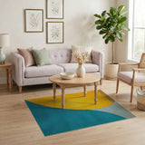 Yellow Teal Abstract Curve Area Rug