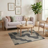Wavy Abstract Black White Area Rug