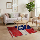 Red Distressed Texas Lone Star Flag Area Rug